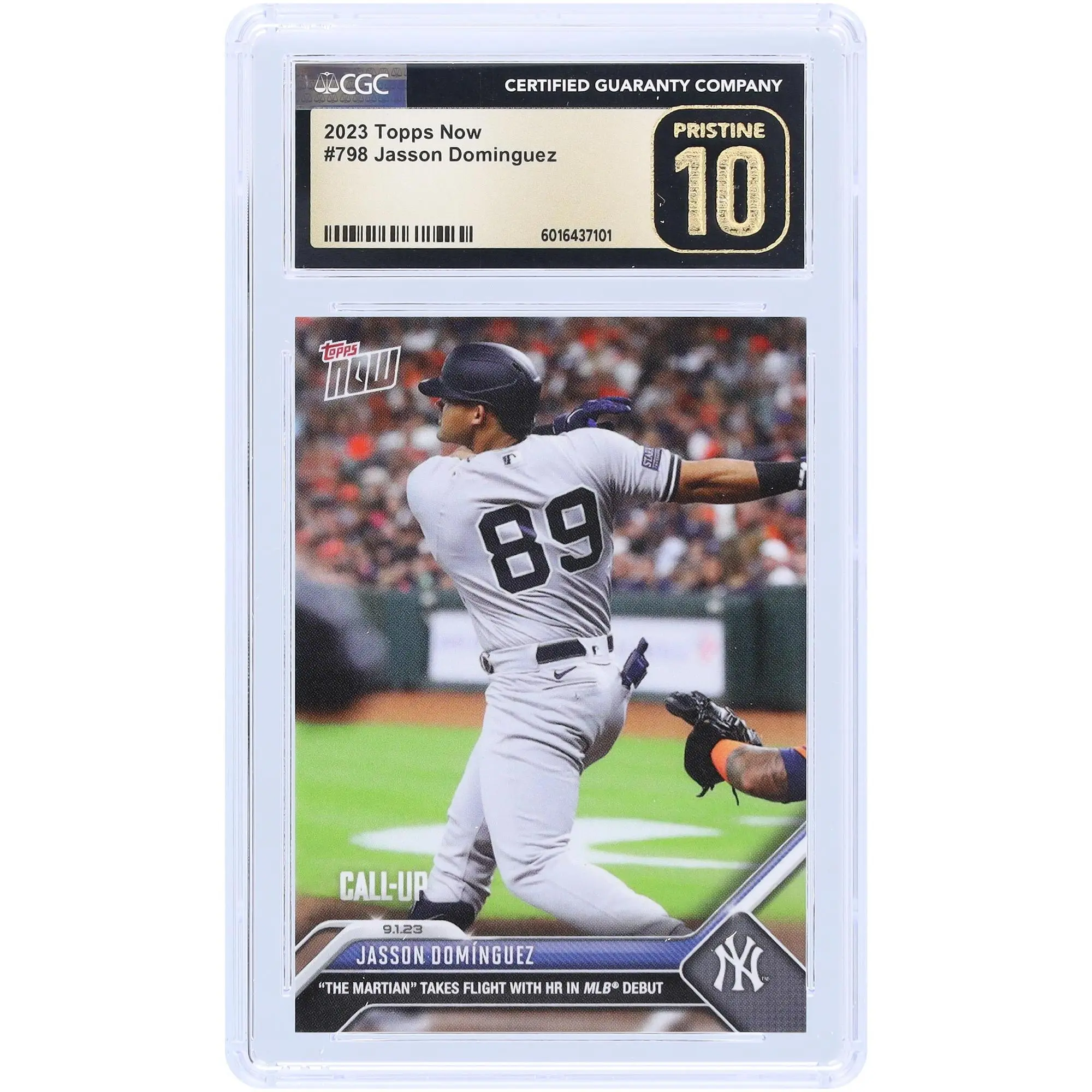 Jasson Dominguez New York Yankees 2023 Topps Now "The Martian" Takes Flight With HR In MLB Debut #798 CGC Authenticated Pristine 10 Rookie Card - Fanatics Authentic Certified