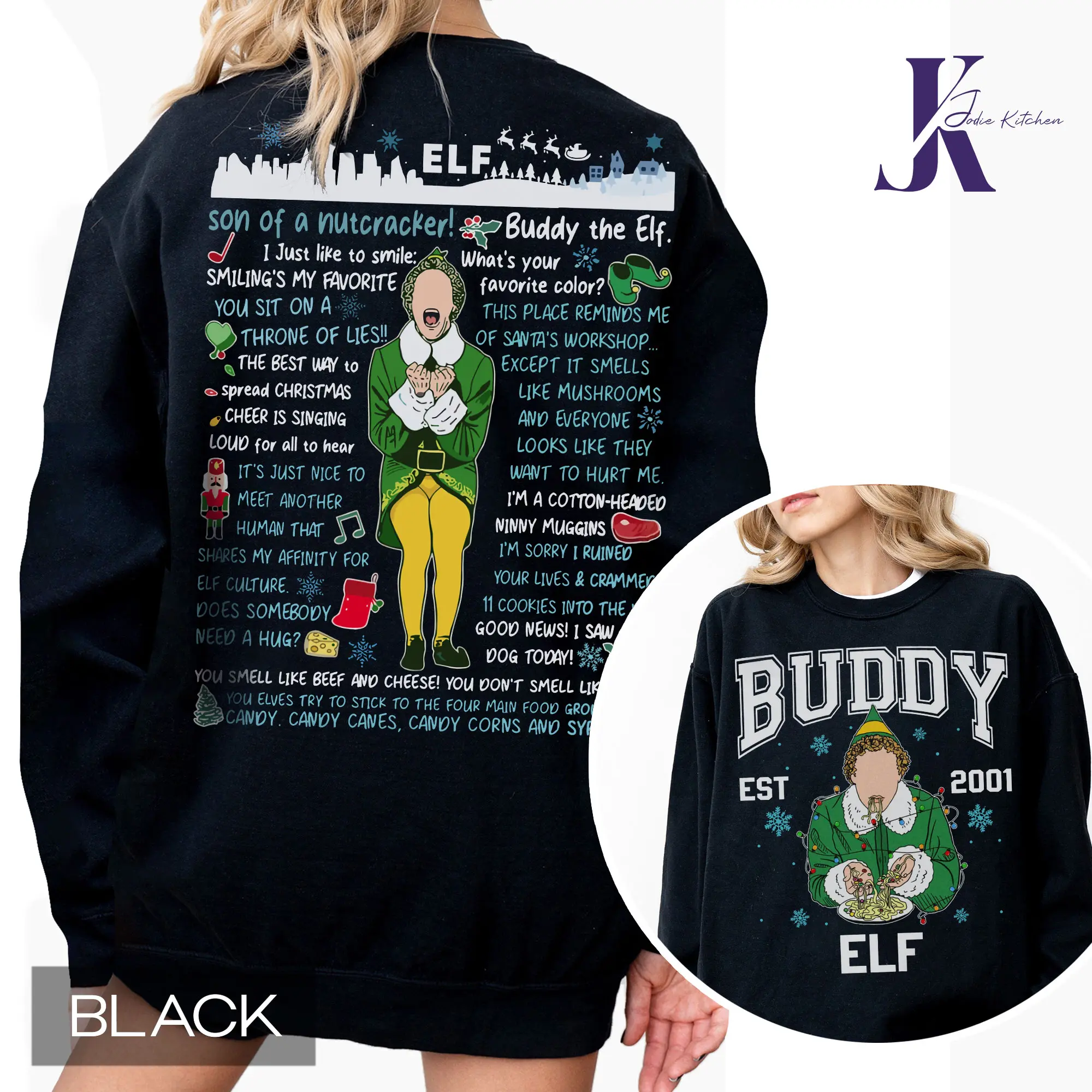 Buddy Elf Christmas Sweatshirt, Buddy Elf Est 2001 Tee Shirt, Elf Movie Xmas Sweater, Christmas Movie Sweater, Xmas Classic Movie 90s Shirt, Christmas Gifts