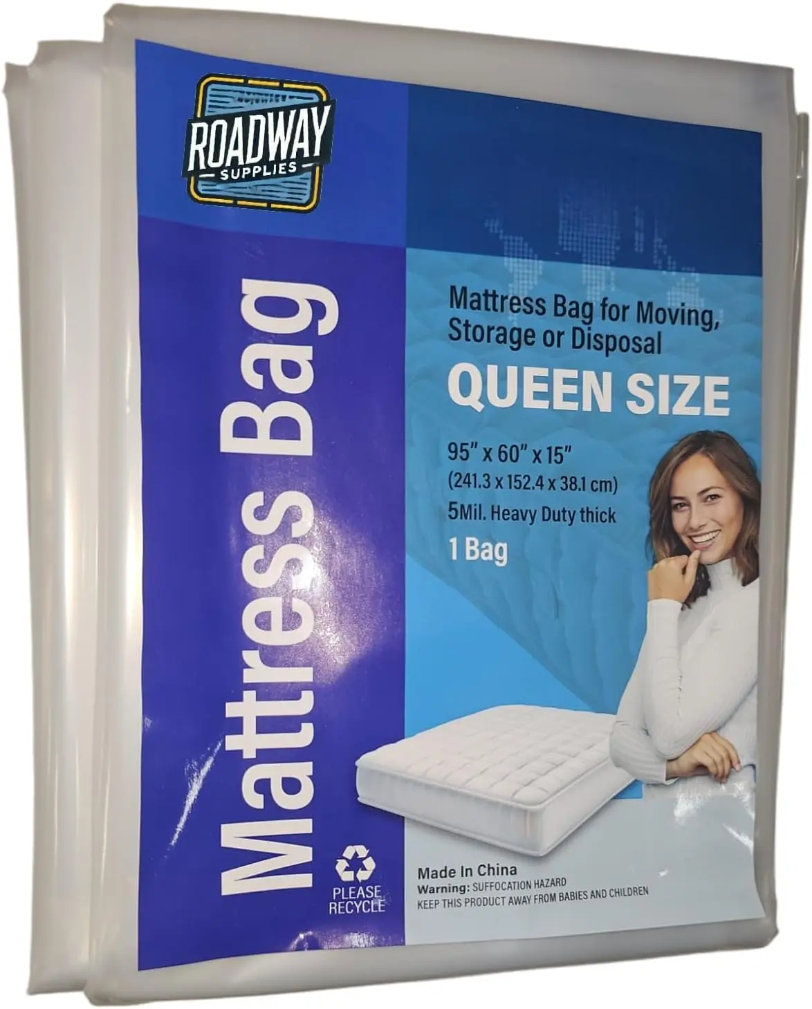 5 Mil Premium Queen Size Mattress Bag- Protects from Dust & Moisture for Moving