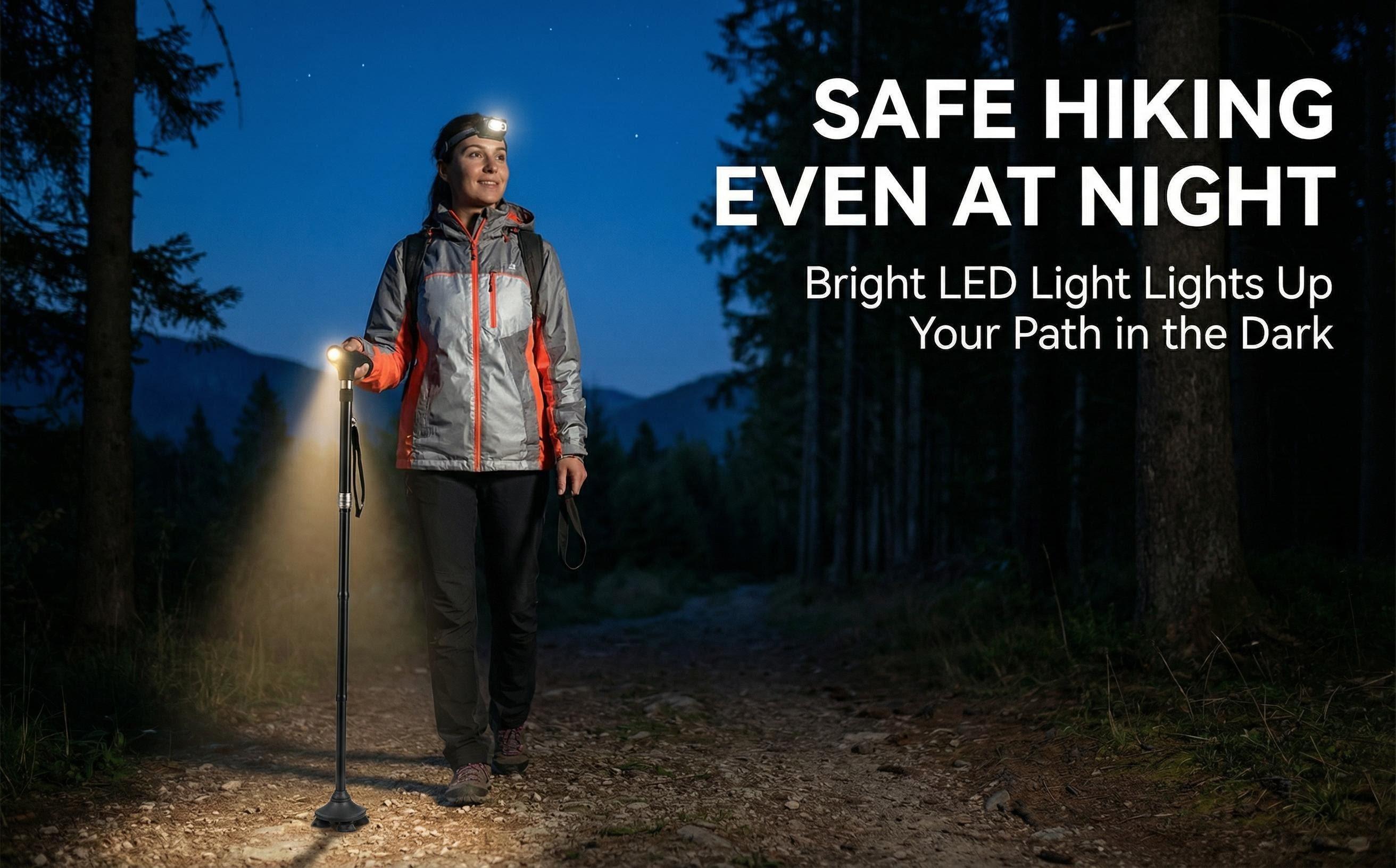 Folding Lightweight Walking Stick-Adjustable Aluminum Metal Collaosible Travel Cane with Non-Slip Rubber Base