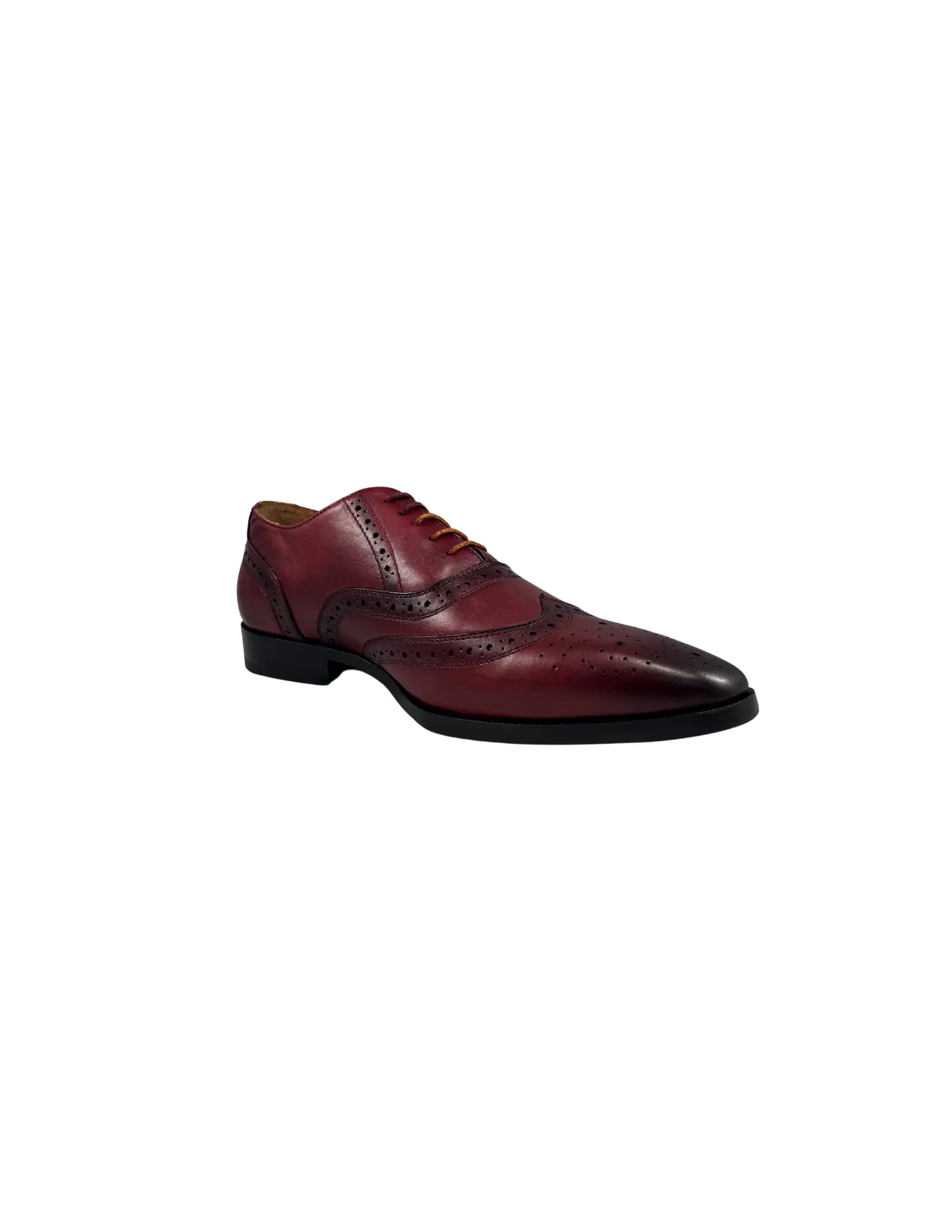 Elegant Two-Tone Burgundy Patent Leather Oxford Dress Shoes Wingtip Design‎ Wingtip Brogue Oxford- Croc Burgundy & Tan | Lethato main image 4