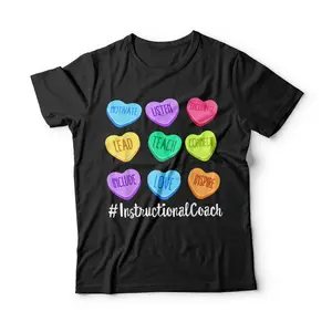 Instructional Coach Valentine's Day Pastel Candy Heart T-Shirt Breathable Graphic Tee Peak Design Sweatshirt Hoodie