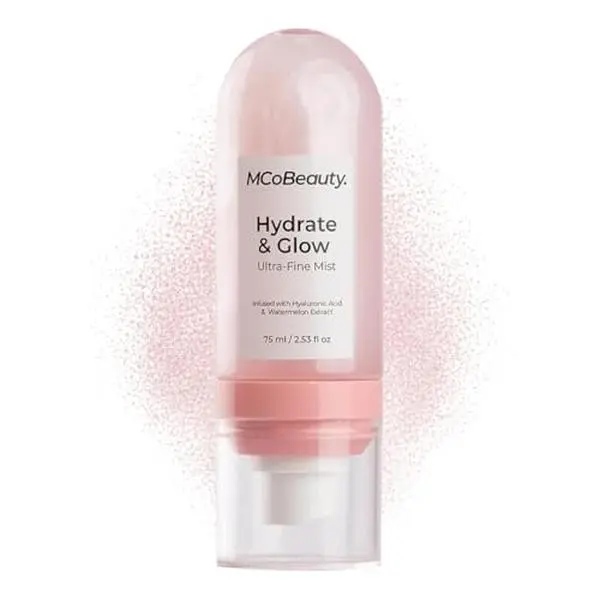 MCoBeauty Hydrate & Glow Ultra Fine Mist - Hydrating Shimmer Face Mist | Refreshing Dewy Makeup Prep & Setting Mist, For Face & Body, Hydrating Hyaluronic Acid & Watermelon, Vegan & Cruelty Free