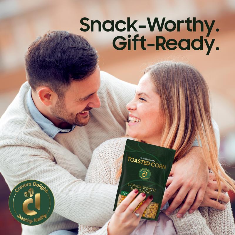 Cravers Delight Crunchy Corn Snack – 16 oz Roasted Salted Dried Corn Kernels in Giftable Resealable Pouch – Healthier Alternative to Chips and Greasy Snacks for Kids & Adults – Non-GMO and Gluten Free