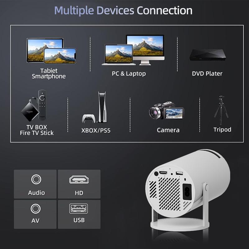 [US warehouse]Ultra-portable Mini HD Projector with 270° Rotation, Compatible with Mobile Phones TVs Laptops, Android 11.0, WiFi 6, projector 4K Decode, Perfect for Home Theaters & Parties - Audio deal screen adjustment movie  projector  magic