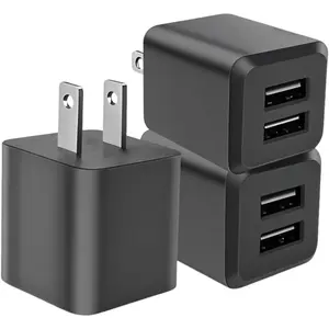 USB Wall Charger, Dual Port USB Cube Power Adapter Charger Plug Block  Box, Dual Port Wall   Adapter, Compatible for i Phone 14 13 12 11,Black
