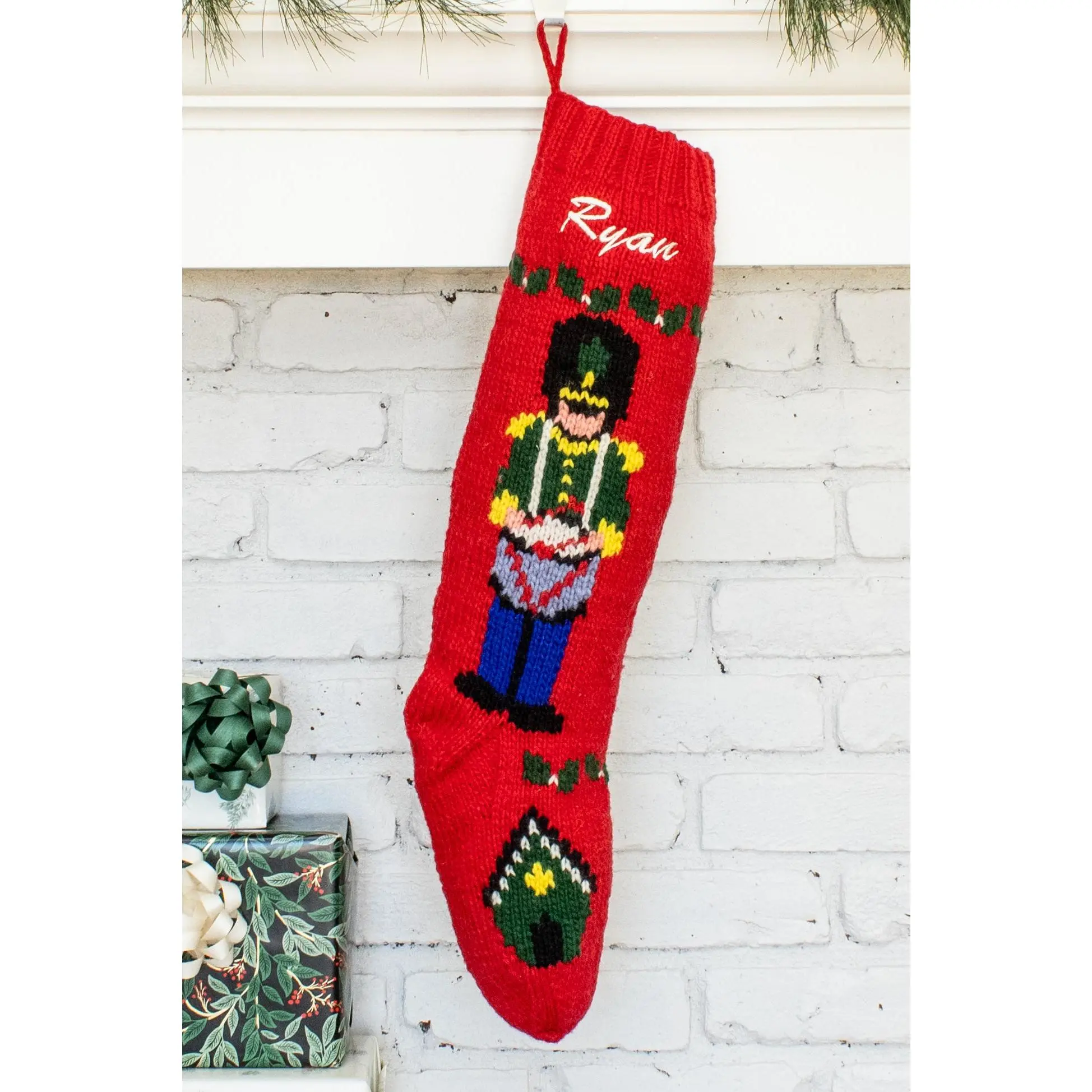 Drummer Boy Hand Knit Wool Christmas Stocking