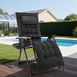 Zero Gravity Chair, Reclining Lounge Chair with Removable Cushion & Tray for Indoor and Outdoor, Patio Recliner Folding Reclining Chair