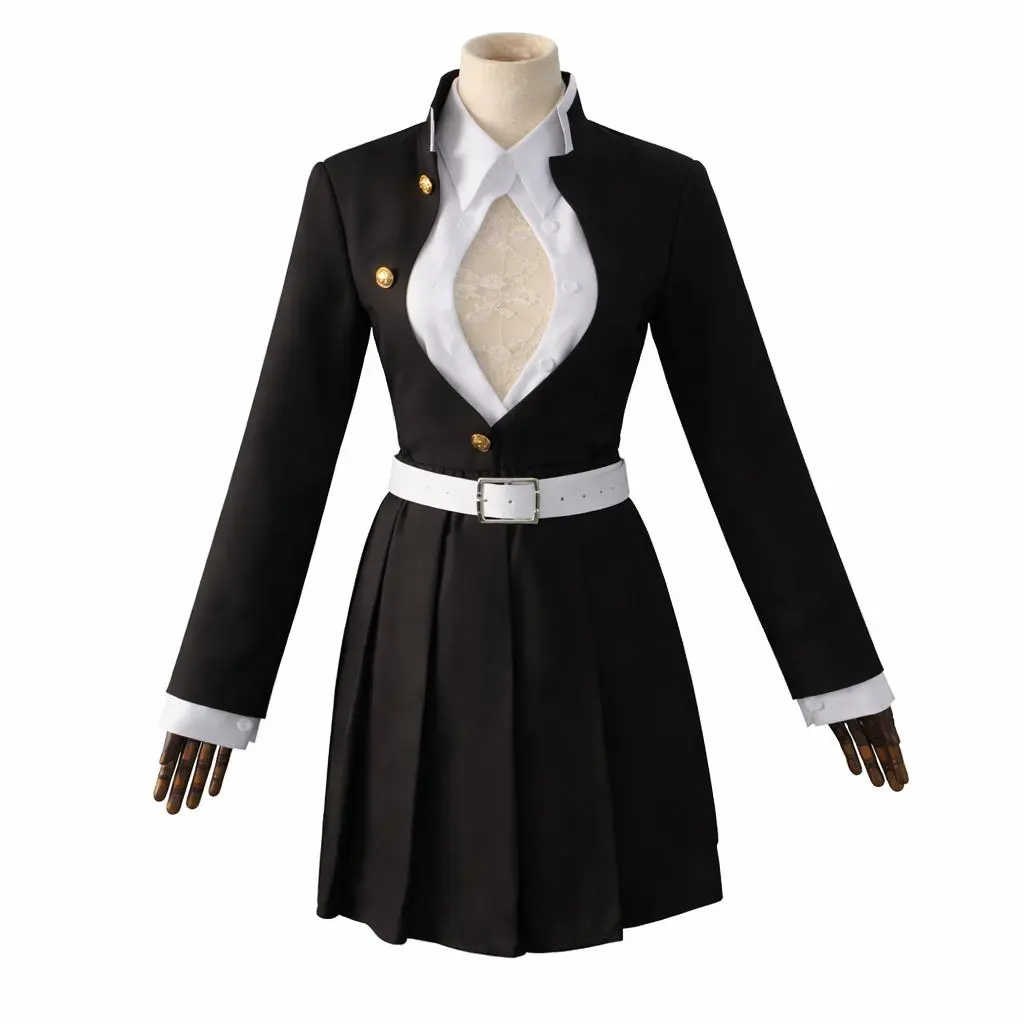 Women's Demon Slayer Kanroji Mitsuri Polyester Cosplay Costume Set - Love Hashira Elegant Knit Outfit with Shirt, Top, Belt, Leg Accessories, Lightweight Breathable Comfortable Fabric for Halloween, Anime Conventions