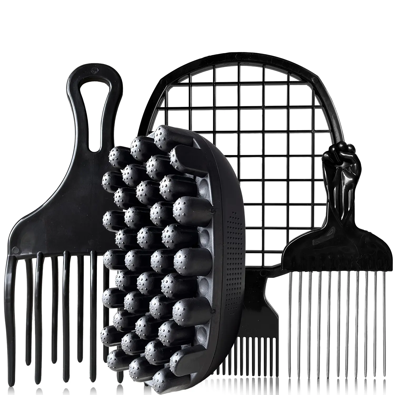 4Pcs Freeform Twists Styling Kit for Black Hair - 2-Sided Curling Brush, Nylon Bristles Metal Brush, Hair Pick, Twist Comb - Gentle on Scalp Coily Tool for Natural Curls & Protective Styles, Natural Hairstyles Black Girls, Braids Hairstyles