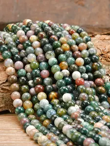 Boho DIY Jewelry Beads, Natural Indian Agate Round Stones 4/6/8/10mm - 15" Strand for Crafters, DIY Bracelet/Necklace/Earring Supplies, Boho Style Beaded