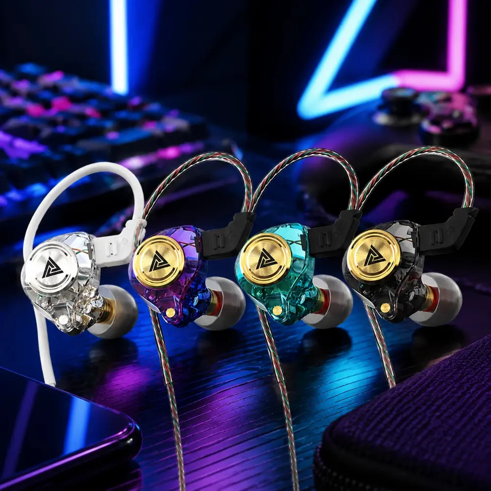 Wired Gaming Headphones IEM Earphones with Mic,Gaming Earbuds, Ak3file in Ear Monitors, Deep Bass Sound Wired Earbuds, HiFi in Ear Headphones with 1DD 10mm Dynamic Driver, for Music Gaming Video Calling