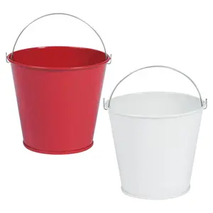White & Red Mini Metal Pails Kit - 24 Pc.