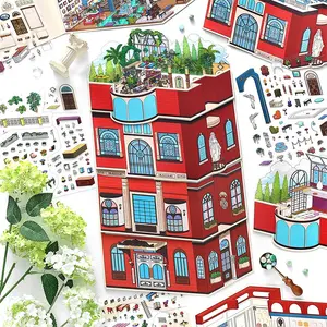 Roman Hotel Series Outdoor Lounge PET Card Design 2.5D Large Scene Stickers Set , Crafts Cup Stickers, DIY Decoration Scrapbook Supplies, Stickers Kit