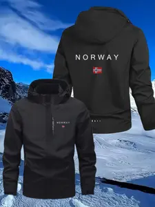 Firefighter Hooded Jacket, Fire Rescue Zipper Coat, Large Letter Design, All-Season Windproof Outdoor Clothing