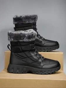 Men's High-Top Snow Boots, Comfortable Warm Winter Shoes, Anti-Slip Wear-Resistant Sole, Ideal for Hiking & Daily Use