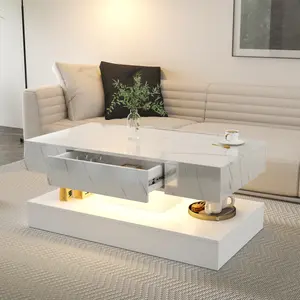 16.93IN High LED Coffee Table,Modern Coffee Table for Living Room,Living Room Tables,Large Living Room Furniture,LED Lights  Storage Lounge Drawer Design desk gaming desk coffee table entryway table shaped desk shaped desk