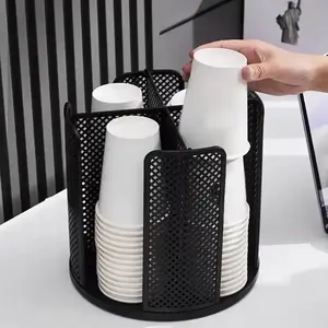 Cup Holder, 1 Count Desktop Cup Storage Rack with 4 Compartments, Cup Dispenser, Cup Storage Rack for Desktop, Home Organizer