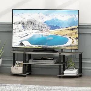 TV Stand For 55 Inch Flat Screens Entertainment Center Storage French Oak/Black