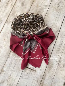 Wine & Cheetah Print Wild Rag, 35"x 35" Western Wild Rag