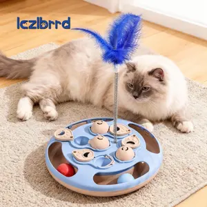 LCZLBRRD 3-in-1 Cat Puzzle Toy & Slow Feeder - Interactive Cat Toy with Track Balls, Feather Teaser & Treat Dispenser, Mental Stimulation IQ Training for Indoor Cats great pet gift interactive puzzle food