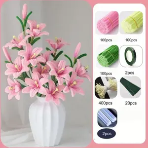 720-Piece Lily Flower Twist Rod Pipe Cleaner Craft Kit, DIY Floral Projects, Wedding Bouquets, Party Decorations, Bright Colors, Graduation Gift