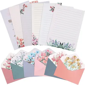 36 PCS Writing Paper and Envelopes Set,Warm Floral Themed Stationary Set for Wedding Invitations Wishes,24 Lined Stationery Paper with 12 Envelops KSIWRE