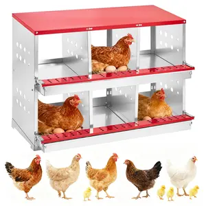 GAOMON 6 Compartment Chicken Nesting Box,Heavy Duty Galvanized Steel Rustproof Laying Box for Hens Ducks,Anti-Peck Rustproof Nest Boxes with Cover 37.8" l x 18.9" w x 27.95" h Red