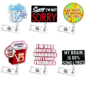 Retractable Badge Reel, 6 Counts/set Acrylic ID Holder with Clip for Nurses, Doctors, Students and Office Staff, Durable and Lightweight Design, Retractable Badge Holders