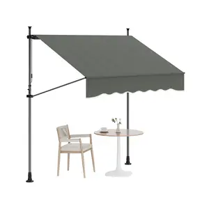 Manual retractable terrace sunshade - UV protection sunshade - Adjustable height and angle - Weather resistant outdoor shelter for gardens, windows, and doors - Beige, 118x118in