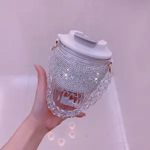 Direct drinking coffee cup high value portable portable light luxury diamond water cup large capacity net celebrity juice drink cup