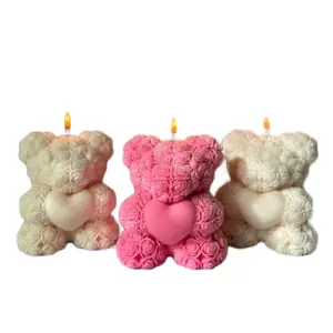 Scented Teddy Bear Candle - Random Color  - Adorable Design for Aromatic Enjoyment - Decor-1pc