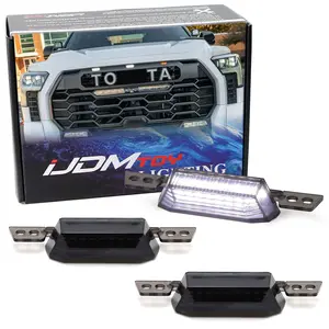 iJDMTOY 3pc Black-Out Smoked Lens Xenon White 9-LED Front Upper Grille or Side Markers Clearance Light Kit For Toyota 2022-up Tundra, 2023-up Sequoia TRD Pro ONLY