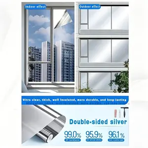 MIDOAIS Large One-Way Privacy Window Film for home and office windows. Features electrostatic adhesion—no glue required—and provides UV protection, sunshade, and heat insulation. A summer must-have. Bonus gifts: spray bottle, measuring tape, and squeegee.