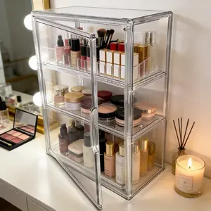 3 - Tier Transparent Display Cabinet With Heavy - Duty Acrylic Construction: Ideal For Stores, Home Offices & Collectibles, Modern Design, Space - Saving Organizer For Thanksgiving, Christmas, Valentine'S Day & New Year Holidays