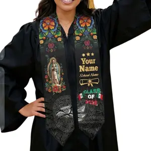 [HOT] Custom Mexican Graduation Stole 2026 Printed Sash, Mexican American Flag Stole with Name, Personalized Graduation Gift