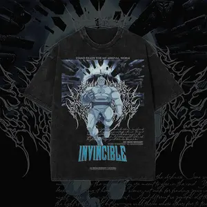 Retro Invincible 2000s Comic Hero Graphic Tee – Dark Animation Streetwear Cotton T-Shirt