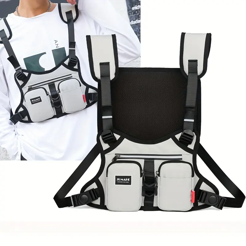 Summer Men’s Sports Chest Bag—Waterproof, Multifunctional; Suitable for Fitness, Running, Outdoor Activities; Cycling Bag; Multifunctional Sports Vest Bag; Tactical Bulletproof Waist Bag