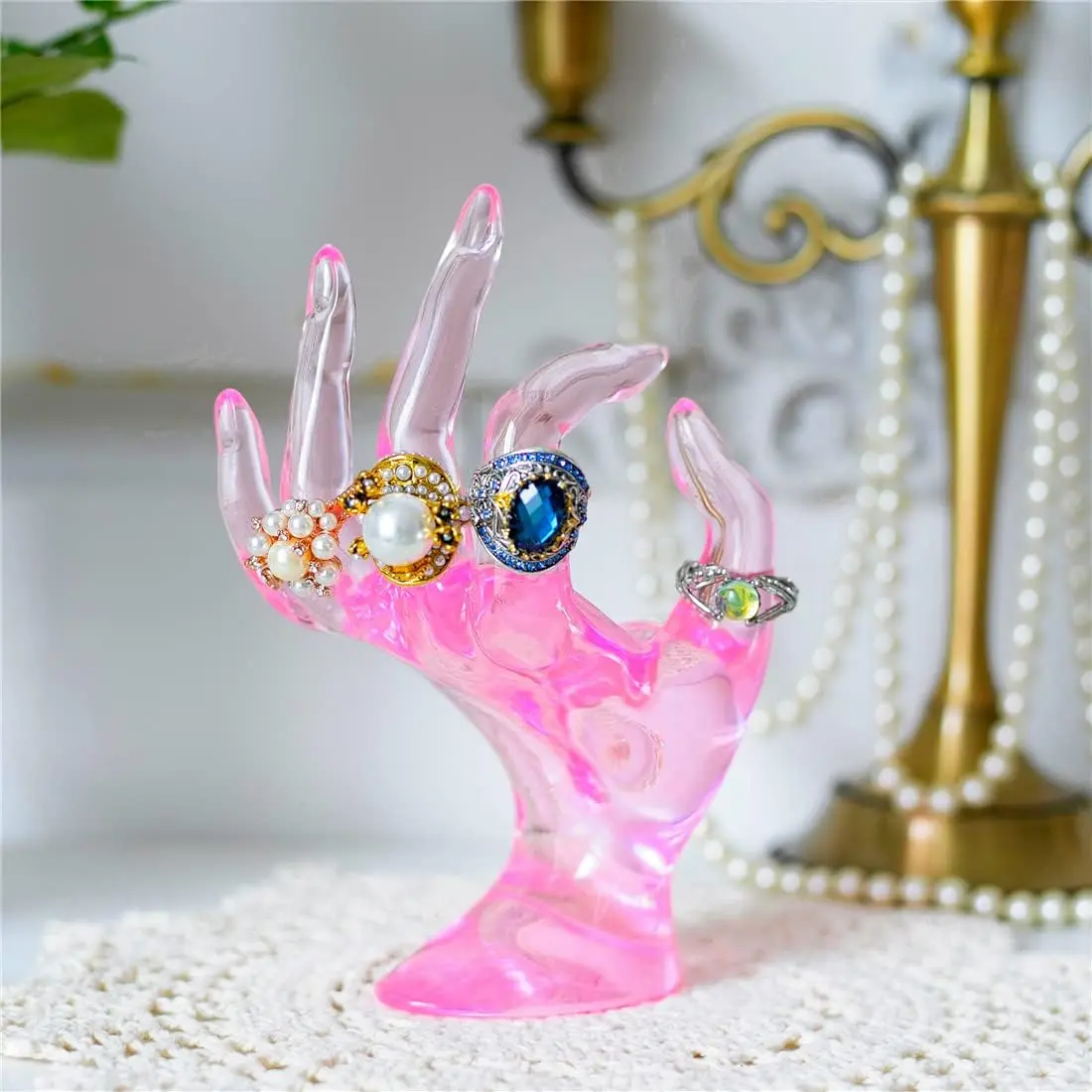 Transparent Hand Ring Jewelry Holder