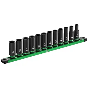 3/8" Drive, 12 Piece, 6 Point, Metric Deep Impact Socket Set, #SK01351