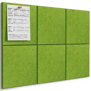 MaxGear 36"x24" Large Forest Green Wall Cork Board, Office Stationery Pin Tack Board with 6-Pack Felt Wall Tiles, Pushpins for Office Decoration