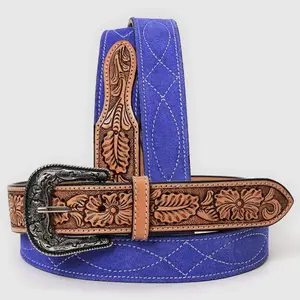 Blue-Purple Leather Suede Gunslinger Belt
