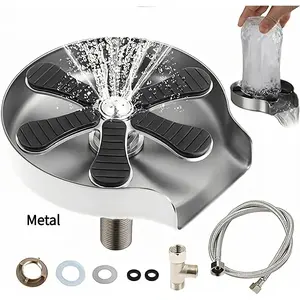 Glass Rinser for Kitchen Sink - Instant 360° Cup Washer & Cleaner, Easy Install No Drill Faucet Adapter for Wine Glasses, Beer Mugs, Coffee, Brushed Nickel