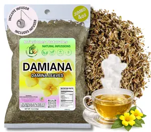Damiana Leaf Tea 4 oz (113g) with Stainless Steel Tea Infuser – 100% Natural Dried Damiana (Turnera diffusa) – Authentic Mexican Loose Leaf Tea – Caffeine-Free, Non-GMO, Vegan – by BEXPERTSUSA