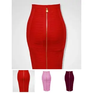 Garmentary Women’s Sexy Solid Color Wrap Pencil Skirt, Sizes XL/XXL, Elastic Bodycon Fit, Summer, Zip Closure, 16 Colors (Orange, Blue, Black, Red, White, Pink), 58 cm