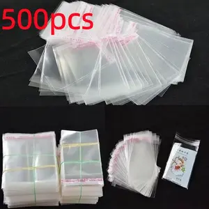 500pcs Transparent Sealed Bags, Waterproof Moisture-Proof Storage Bags, Multi-Specification Sorting Bags, Home Organization, Jewelry Gift Bags, Storage Organizer Bag