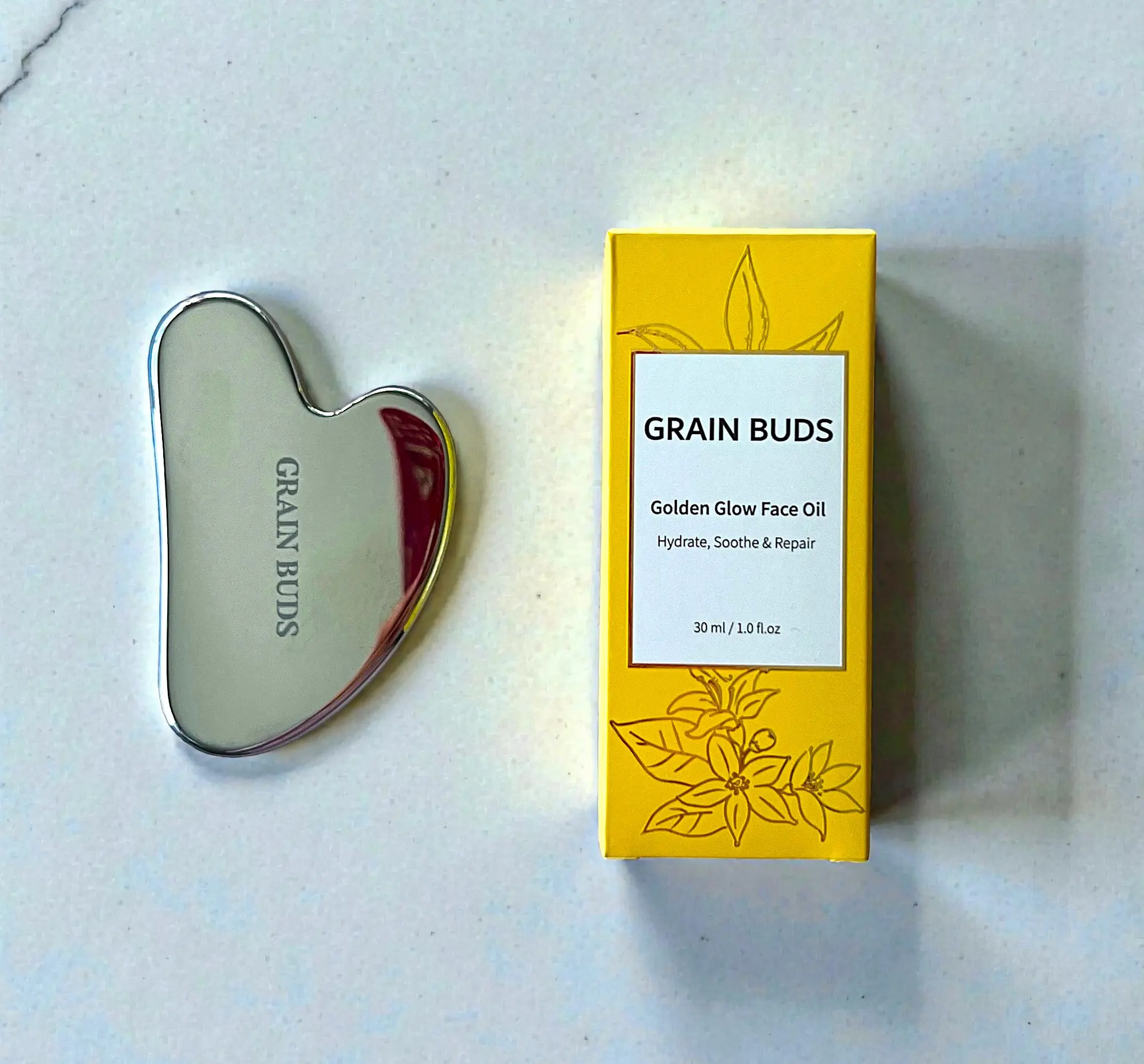 Terahertz Gua Sha and Golden Glow Face Oil - 30ml Bundle
