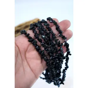 Black Obsidian Chips: Beautiful Natural Gemstone Chips, Mince Beads, 34" strand