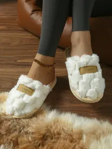 Women's Fuzzy Indoor Slippers, Warm House Slippers, Soft Warm Home Shoes, Non-Slip Eva Sole, All-Season Comfortable Casual Wear, Perfect Gift for Home & Spa