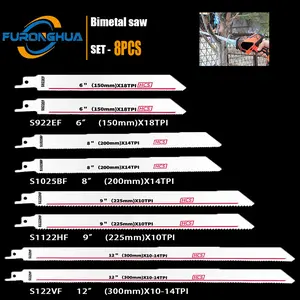 8PCS Bi-Metal Reciprocating Saw Blades 150mm 6-Inch S922EF/S1025BF/S1122HF/S122VF 2PCS Each High Speed Steel Metal Wood Plastic Cutting Tools Hardware